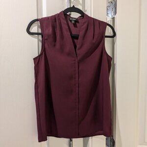 Lord & Taylor Sleeveless V-Neck Blouse, Size XS, Plum